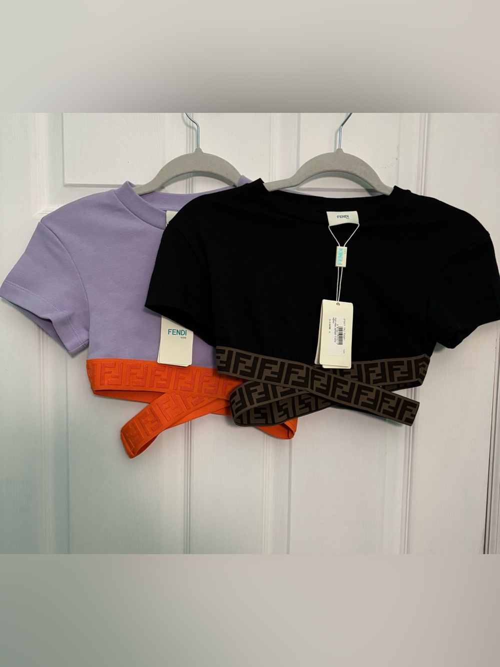 2 NWT FENDI FF Monogram Cropped Top T-Shirts